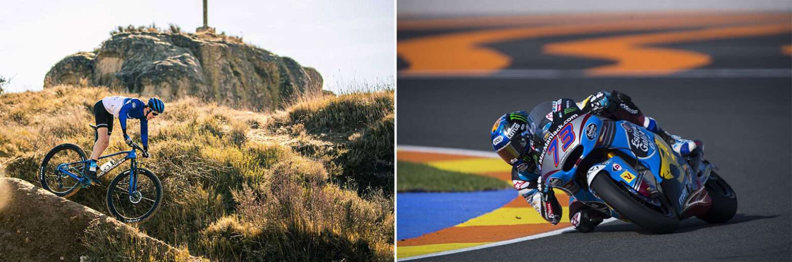 alex marquez in sella a motogp e mondraker f-podium rr xc mtb