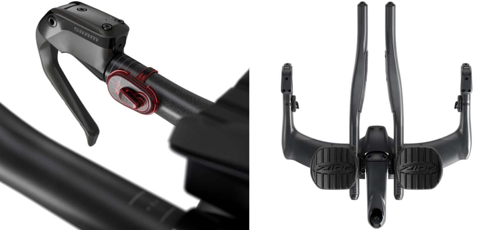 segnali wireless sram sul manubrio di una bici da triathlon