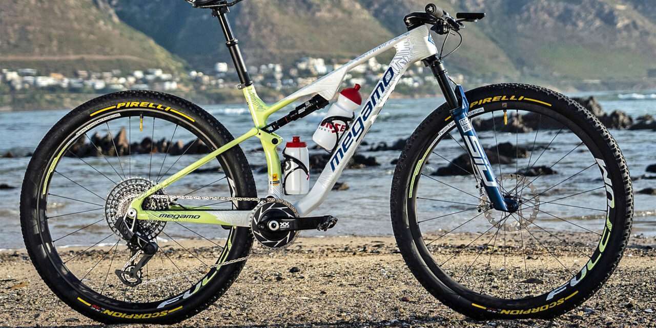 Acquista la bici Megamo Track di Buff, vincitrice della fase 1, da 120 mm, in edizione limitata Cape Epic XC