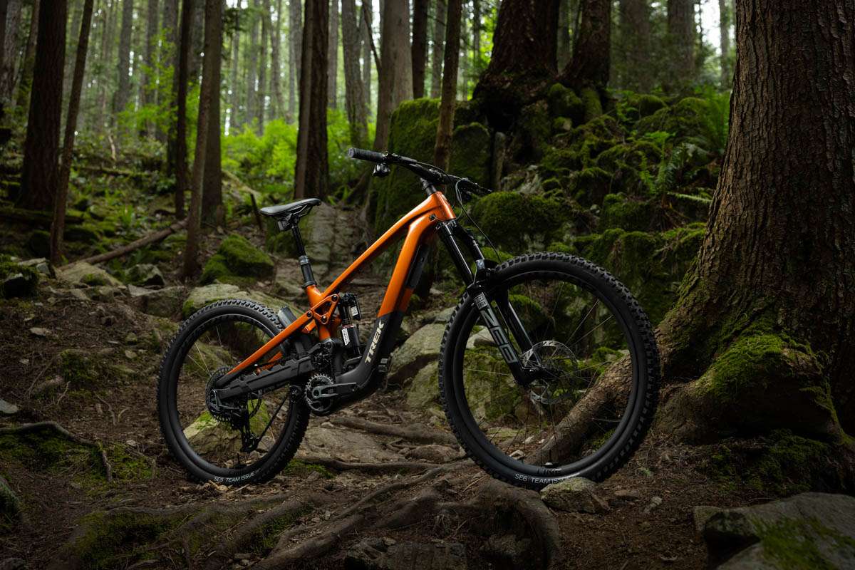 Trek Slash+, angolo, foresta