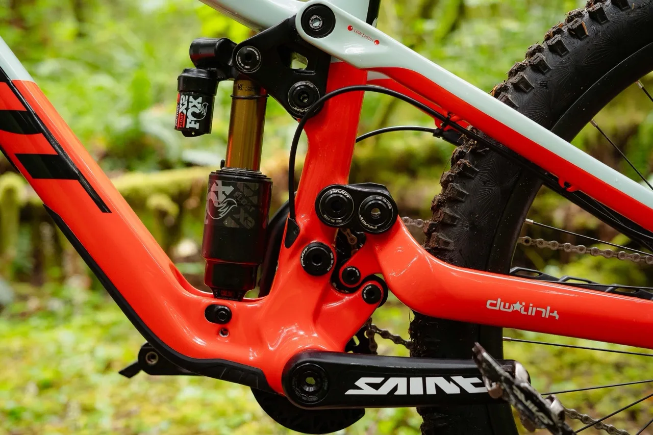 Dettagli della bici Pivot Phoenix Downhill in natura