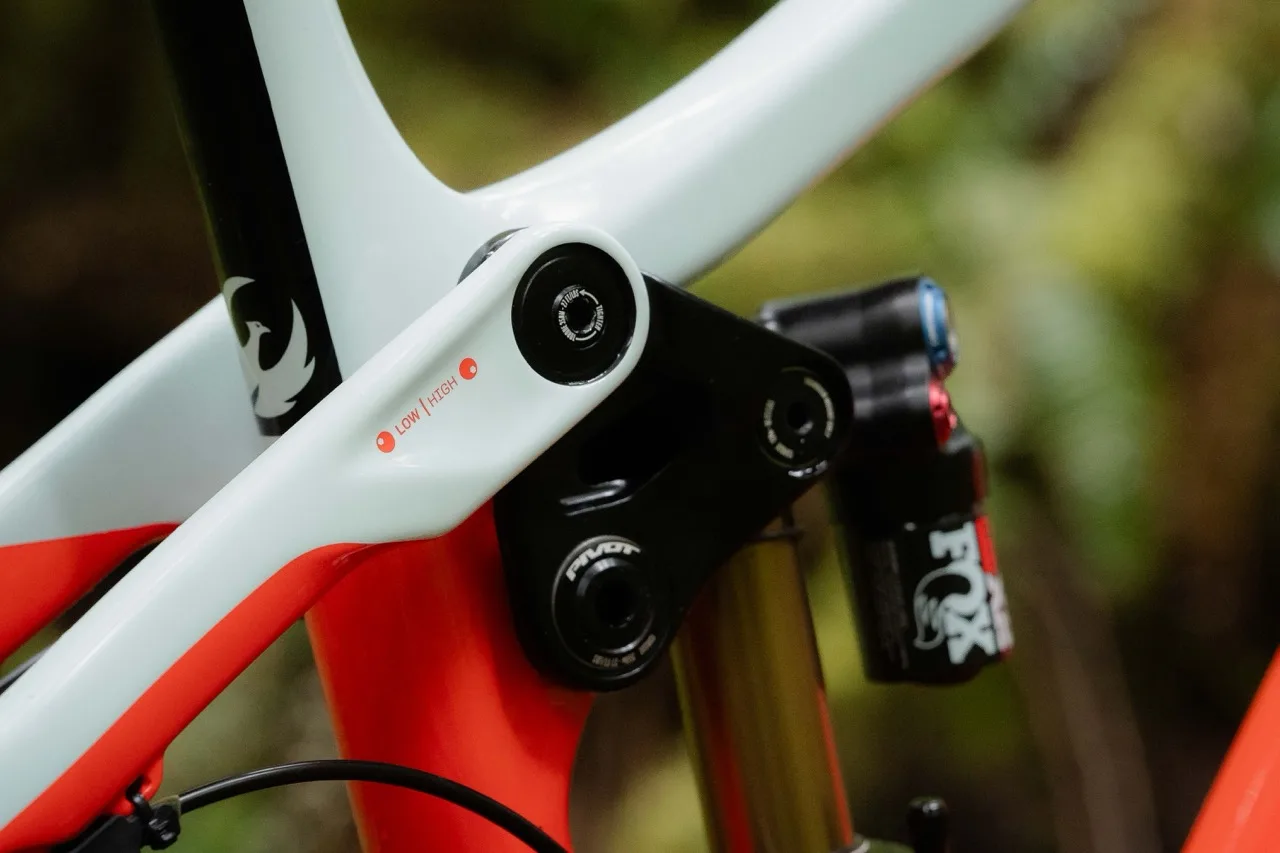 Dettagli della bici Pivot Phoenix Downhill in natura