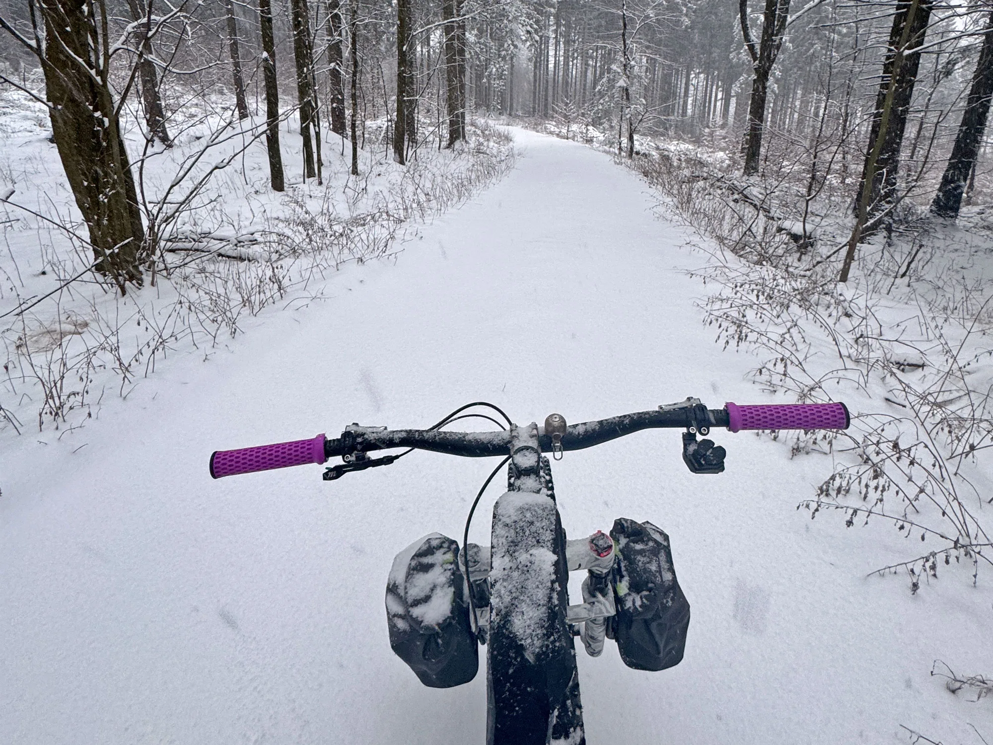 Old Man Mountain Flip Gages & Hemlock Fork Borse, cavalcando sulla neve